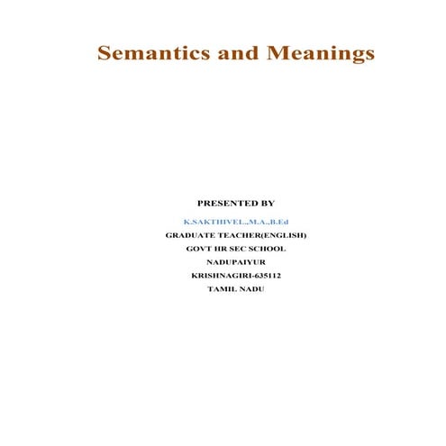 Semantics and meanings.