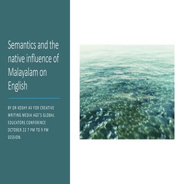Semantics and the native influence of Malayalam on English and Literature