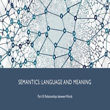Semantics iii relationships between words