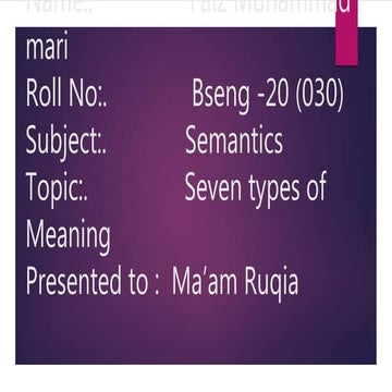 Semantics (seven types of meaning)