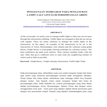 Penggunaan Teori Graf pada Pengaturan Lampu Lalu Lintas