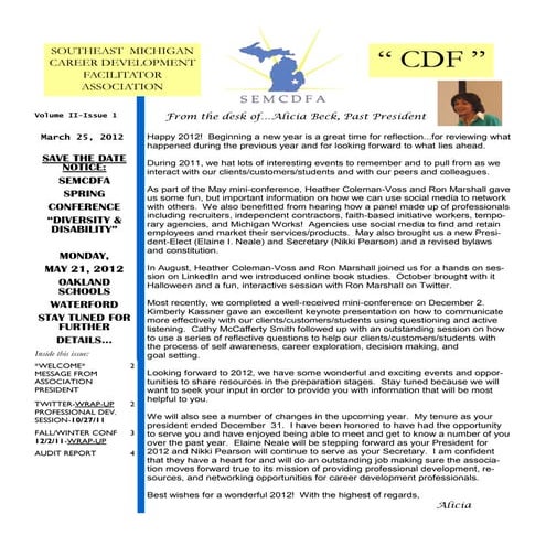 SEMCDFA Newsletter  March 2012