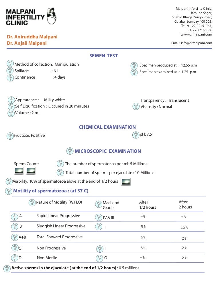 Sperm test ( semen analysis ) report a patient's guie