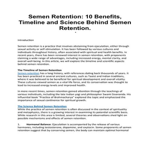 Semen Retention The Surprising Benefits Of Semen Retention: A Closer