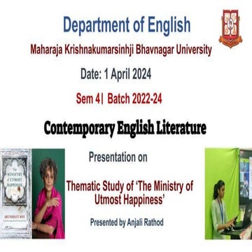 Thematic Study  in ‘The Ministry of Utmost Happiness’