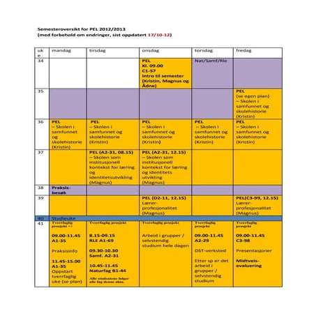 Timeplan 2 kosa 2012 2013 - mal | PDF