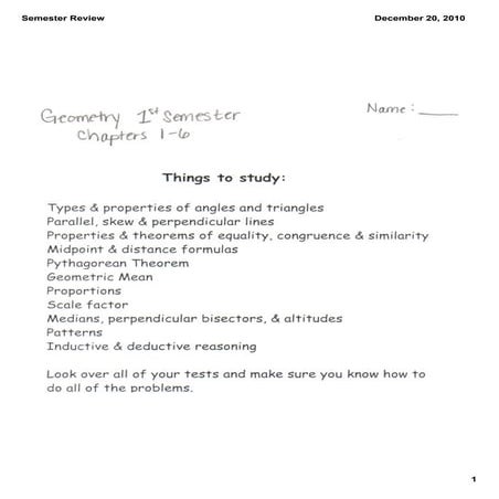 Semester review notes | PDF