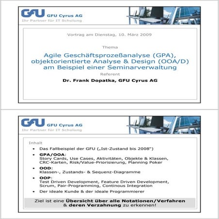 Agile Geschäftsprozeßanalyse OOA/D am Beispiel einer Seminarverwaltung