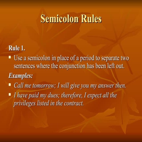 Semicolon rules