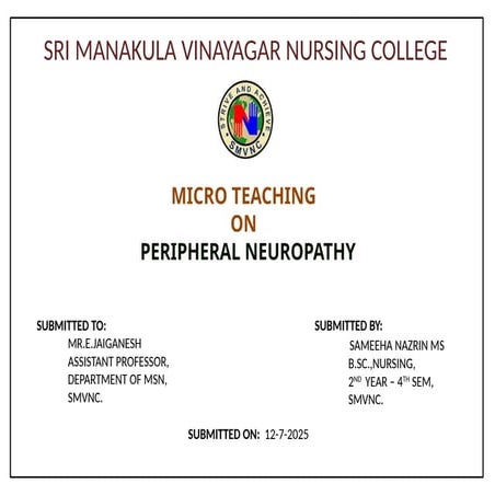 lesson plan on the topic disease condition : peripheral neuropathy .pptx