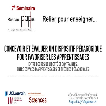 Concevoir et évaluer un dispositif pédagogique pour favoriser les apprentissa...