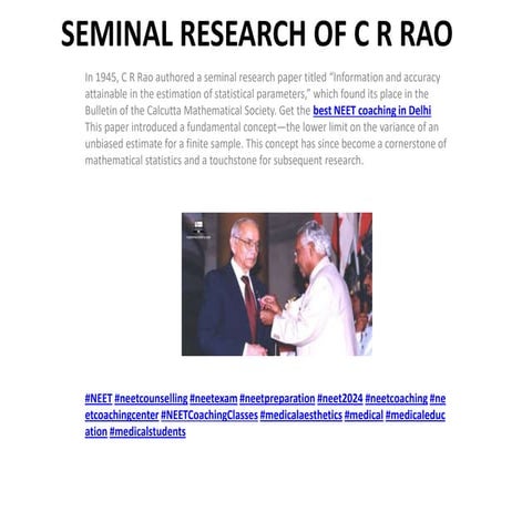 SEMINAL RESEARCH OF C R RAO.pptx