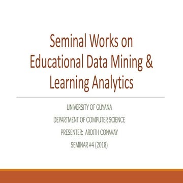 Seminal Works on Education Data Mining and Analytics