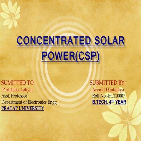 csp (concentrated solar power) technology