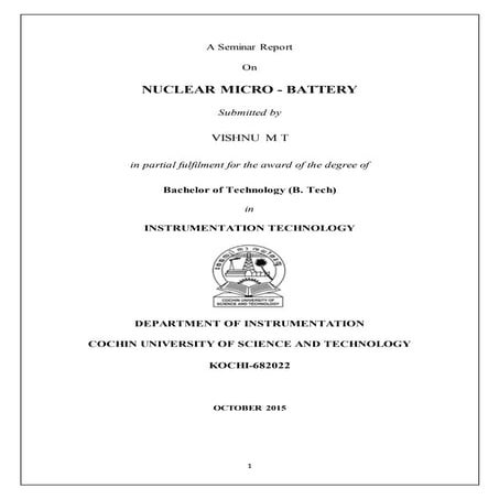 Seminar report on nuclear micro battery