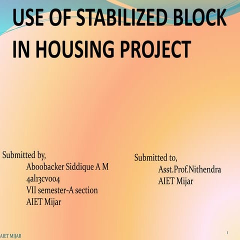 use of stabilized block in housing project