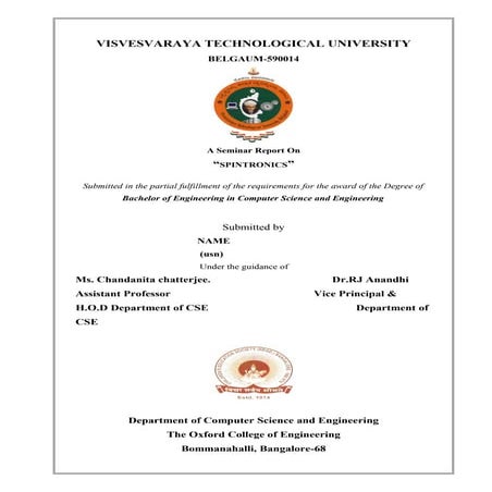 VTU Seminar report front pages LATEST