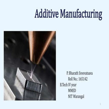 Introduction to Additive manufacturing by Bharath Sreevatsav(NITW)