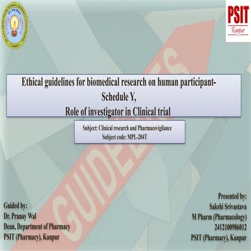 Ethical guidelines for biomedical research on human participant-Schedule Y,R...