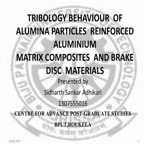 Seminar on tribological behaviour of alumina reinfoeced composite material na...