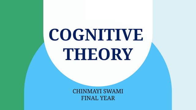 Cognitive Theory in Behaviour Management In Pedodontics
