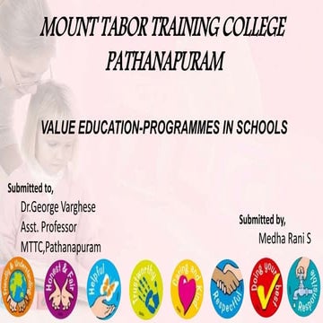 VALUE EDUCATION -PROGRAMMES IN SCHOOL | PPTX
