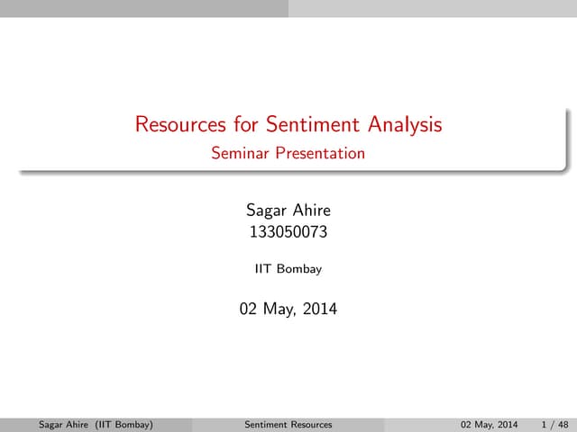 MTech Seminar Presentation [IIT-Bombay]
