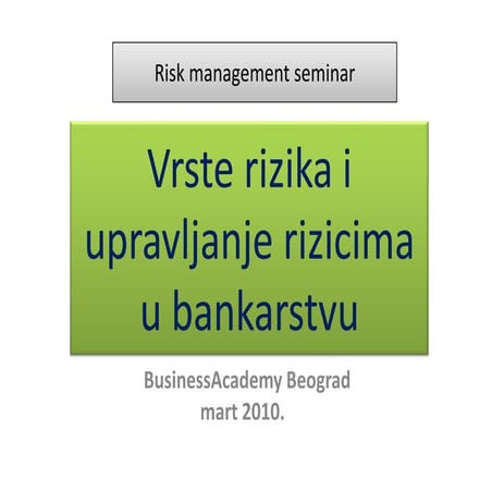 Seminar upravljanje rizikom-u_bankama | PDF