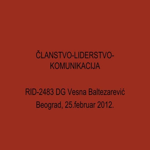 Članstvo – liderstvo – komunikacija - Svetislav Milovanović | PPTX