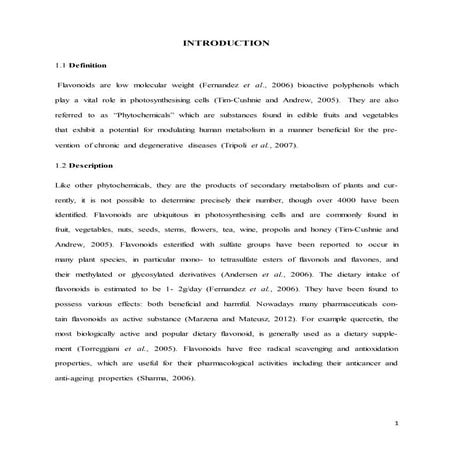 LITERATURE REVIEW: ROLES OF FLAVONOIDS IN HUMAN HEALTH