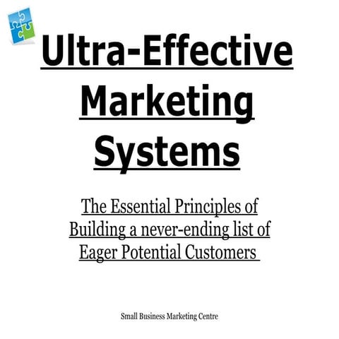 Seminar 1   Ultra Effective Marketing Systems