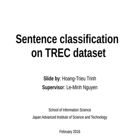 DL for setence classification project presentation