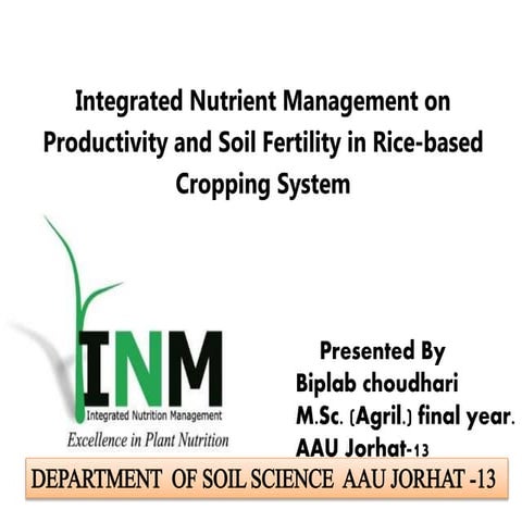 integrated nutrient management on productivity and soil fertility in rice bas...