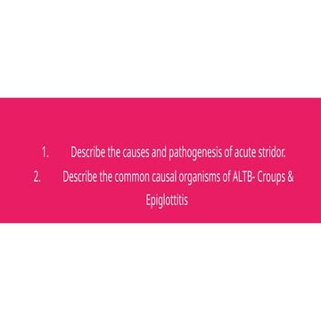Seminar 2 - Acute stridor, causes, features and management