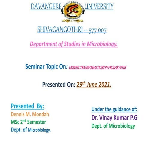 Genetic transformation in Prokaryotes