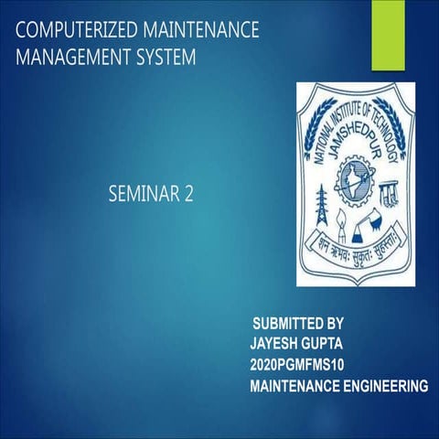 seminar report on computerised maintenance management system (CMMS)