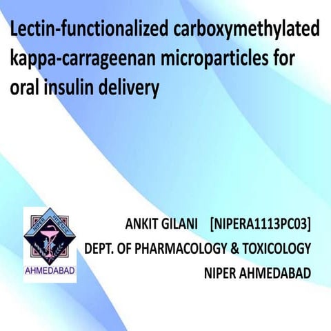 Lectin-functionalized carboxymethylated kappa-carrageenan microparticles for oral insulin delivery