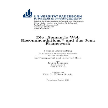 Die "Semantic Web Recommendations" und das Jena Framework