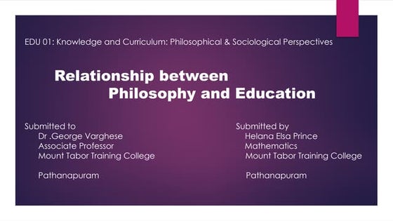 Philosophical Foundations Of Education Presentation Pptx Education