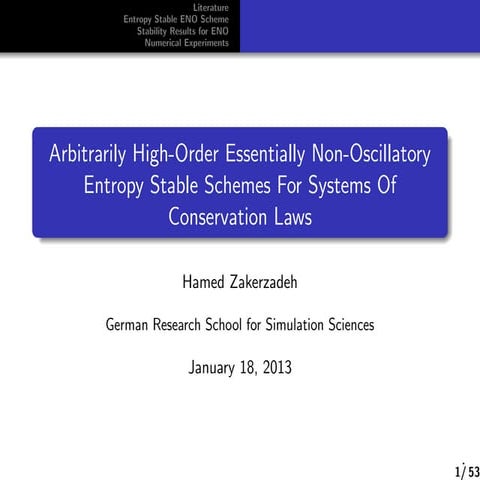 ENTROPY STABLE ENO SCHEMES
