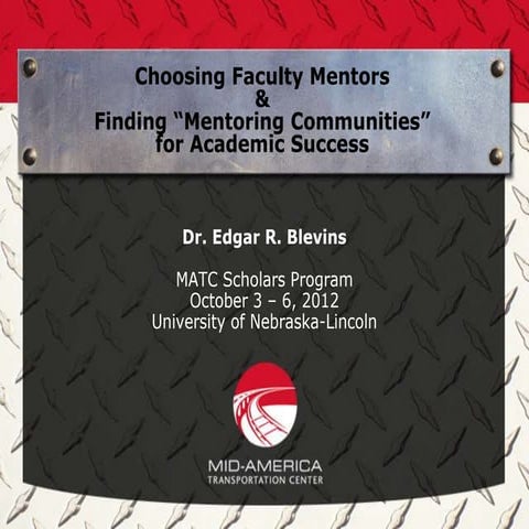 MATC Scholars Program: Dr. Edgar R. Blevins