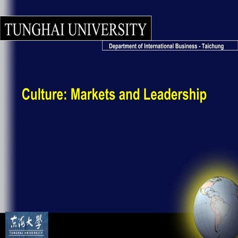 Seminar: Culture Markets And Leadership [Ckr5]