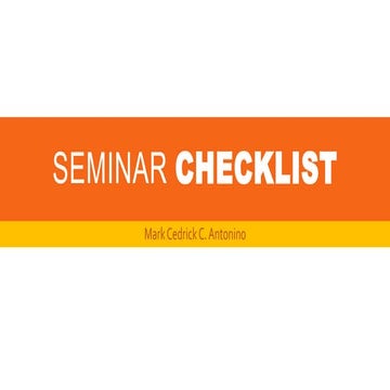 Seminar Checklist | Based from APEx
