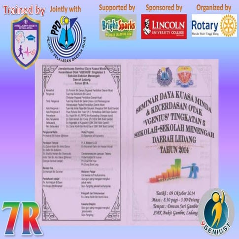 Seminar Daya Kuasa Minda & Kecerdasan Otak, VGENIUST 7R di PPD MUAR, SMK