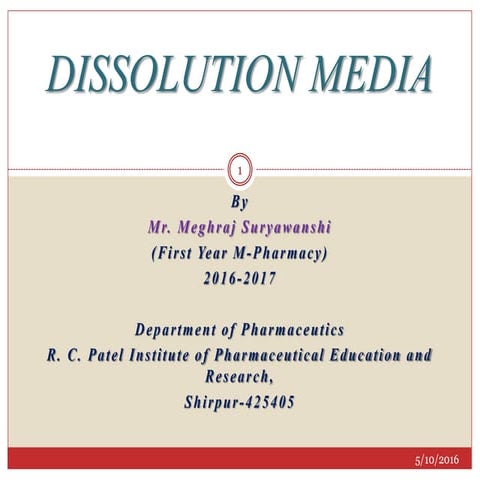 Seminar on Dissolution Media | PPTX