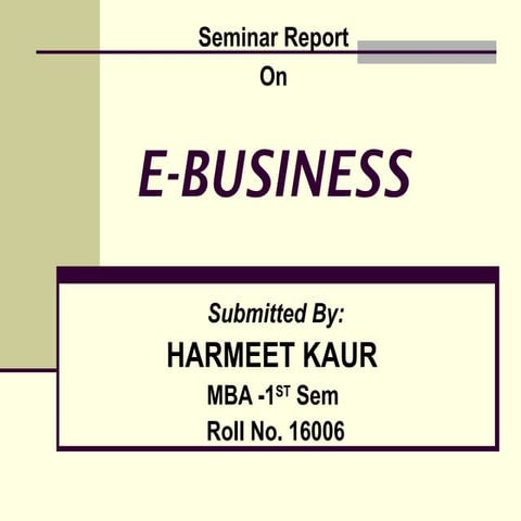 ebusiness seminar on electrnic commerc and other solfdf