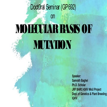 Molecular Basis of Mutation