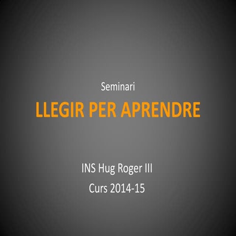Seminari llegir per aprendre
