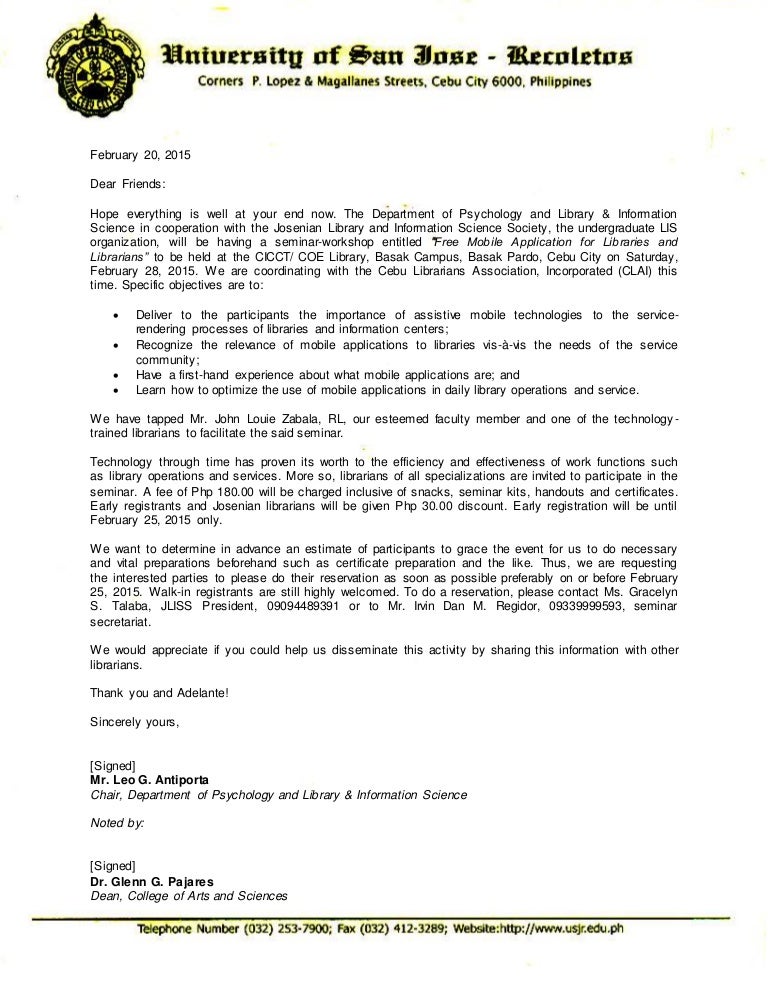 9 Formal Invitation Letter For Seminar Format Sampletemplatess - Riset