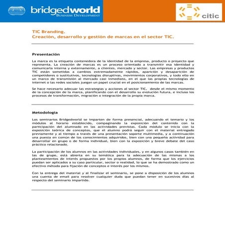 Seminario Creacion de marcas en el sector TIC- Branding 